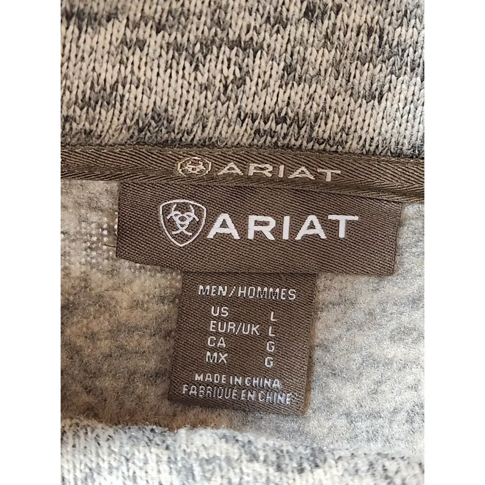 ARIAT Caldwell 1/4 Button Sweater Men's Large Beige